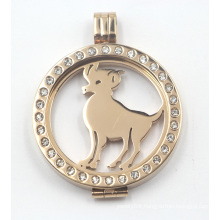 Gold Plated Rd Locket with Floating Animal Coin Plate